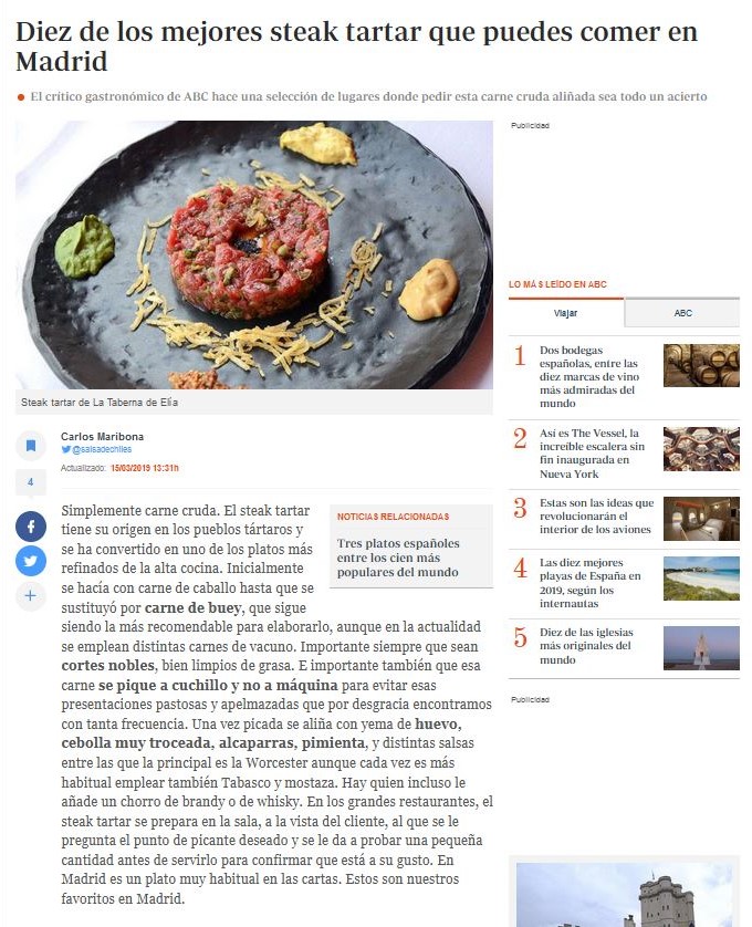 Diez de los mejores steak tartar que puedes comer en Madrid