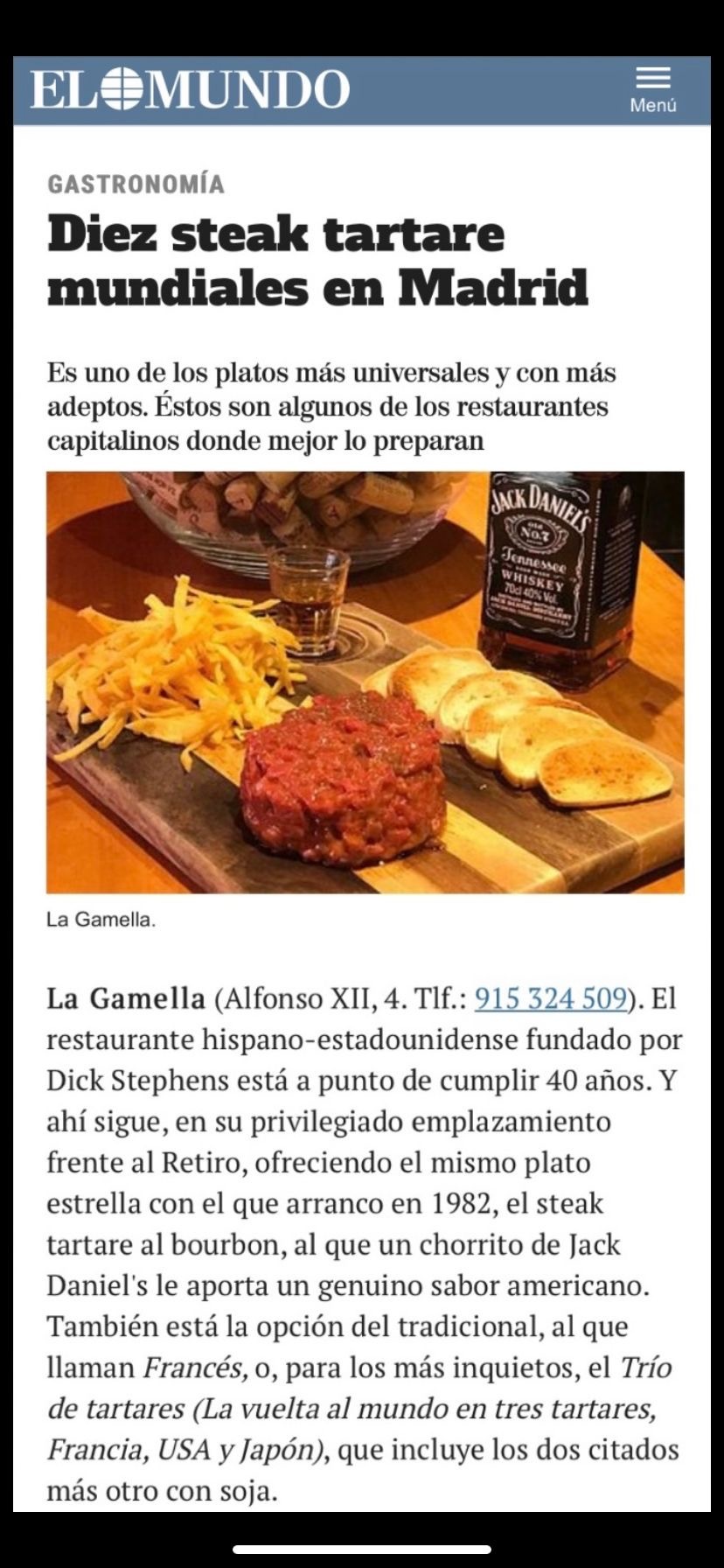 Diez steak tartare mundiales en Madrid